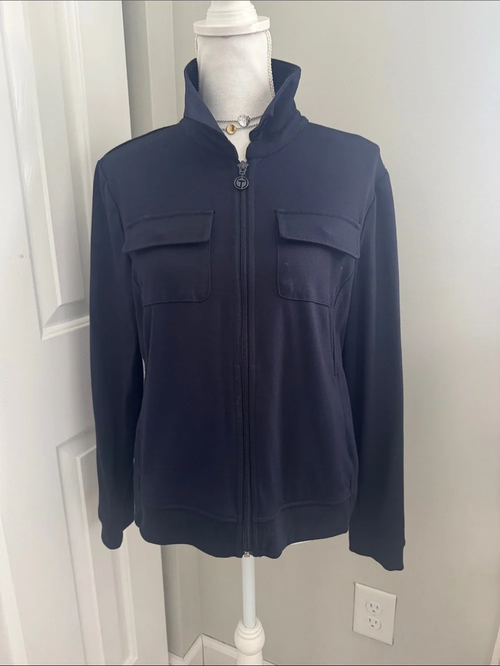 Talbots Navy Zip-Front Jacket - Picture 1 of 8